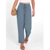 image:imageANRABESS Womens Casual Cropped Pants Drawstring Elastic Waist 2026 Summer Loose Ankle Work Trousers with PocketsGrey Blue