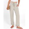 image:imageANRABESS Womens Casual Cropped Pants Drawstring Elastic Waist 2026 Summer Loose Ankle Work Trousers with PocketsLight Yellow