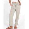 image:imageANRABESS Womens Casual Cropped Pants Drawstring Elastic Waist 2026 Summer Loose Ankle Work Trousers with PocketsLight Yellow