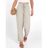 image:imageANRABESS Womens Casual Cropped Pants Drawstring Elastic Waist 2026 Summer Loose Ankle Work Trousers with PocketsLight Yellow