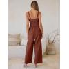 image:imageANRABESS Womens Jumpsuit Casual Summer Wide Leg Sleeveless Smocked One Piece Romper 2026 Beach Travel Vacation Jumper OutfitsRust