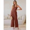image:imageANRABESS Womens Jumpsuit Casual Summer Wide Leg Sleeveless Smocked One Piece Romper 2026 Beach Travel Vacation Jumper OutfitsRust