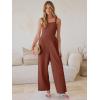 image:imageANRABESS Womens Jumpsuit Casual Summer Wide Leg Sleeveless Smocked One Piece Romper 2026 Beach Travel Vacation Jumper OutfitsRust