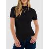 image:imageANRABESS Womens Lettuce Trim Mock Neck Short Sleeve Tops Casual Ribbed Knit Slim Fit Tee Shirt Spring Layer Vacation OutfitsBlack