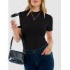 image:imageANRABESS Womens Lettuce Trim Mock Neck Short Sleeve Tops Casual Ribbed Knit Slim Fit Tee Shirt Spring Layer Vacation OutfitsBlack