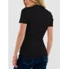 image:imageANRABESS Womens Lettuce Trim Mock Neck Short Sleeve Tops Casual Ribbed Knit Slim Fit Tee Shirt Spring Layer Vacation OutfitsBlack
