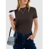 image:imageANRABESS Womens Lettuce Trim Mock Neck Short Sleeve Tops Casual Ribbed Knit Slim Fit Tee Shirt Spring Layer Vacation OutfitsBrown