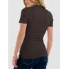 image:imageANRABESS Womens Lettuce Trim Mock Neck Short Sleeve Tops Casual Ribbed Knit Slim Fit Tee Shirt Spring Layer Vacation OutfitsBrown