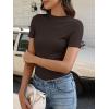 image:imageANRABESS Womens Lettuce Trim Mock Neck Short Sleeve Tops Casual Ribbed Knit Slim Fit Tee Shirt Spring Layer Vacation OutfitsBrown