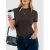 image:imageANRABESS Womens Lettuce Trim Mock Neck Short Sleeve Tops Casual Ribbed Knit Slim Fit Tee Shirt Spring Layer Vacation OutfitsBrown