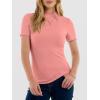 image:imageANRABESS Womens Lettuce Trim Mock Neck Short Sleeve Tops Casual Ribbed Knit Slim Fit Tee Shirt Spring Layer Vacation OutfitsCoral Pink