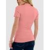 image:imageANRABESS Womens Lettuce Trim Mock Neck Short Sleeve Tops Casual Ribbed Knit Slim Fit Tee Shirt Spring Layer Vacation OutfitsCoral Pink