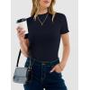 image:imageANRABESS Womens Lettuce Trim Mock Neck Short Sleeve Tops Casual Ribbed Knit Slim Fit Tee Shirt Spring Layer Vacation OutfitsNavy Blue