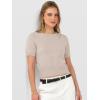 image:imageANRABESS Womens Short Sleeve Sweaters Cropped Crew Neck Business Casual Lightweight Sweater Tops 2026 Spring Summer OutfitsAlmond