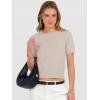 image:imageANRABESS Womens Short Sleeve Sweaters Cropped Crew Neck Business Casual Lightweight Sweater Tops 2026 Spring Summer OutfitsAlmond