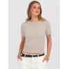 image:imageANRABESS Womens Short Sleeve Sweaters Cropped Crew Neck Business Casual Lightweight Sweater Tops 2026 Spring Summer OutfitsAlmond