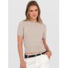 image:imageANRABESS Womens Short Sleeve Sweaters Cropped Crew Neck Business Casual Lightweight Sweater Tops 2026 Spring Summer OutfitsAlmond