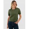 image:imageANRABESS Womens Short Sleeve Sweaters Cropped Crew Neck Business Casual Lightweight Sweater Tops 2026 Spring Summer OutfitsArmy Green