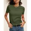 image:imageANRABESS Womens Short Sleeve Sweaters Cropped Crew Neck Business Casual Lightweight Sweater Tops 2026 Spring Summer OutfitsArmy Green