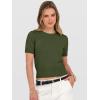 image:imageANRABESS Womens Short Sleeve Sweaters Cropped Crew Neck Business Casual Lightweight Sweater Tops 2026 Spring Summer OutfitsArmy Green