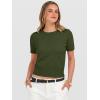 image:imageANRABESS Womens Short Sleeve Sweaters Cropped Crew Neck Business Casual Lightweight Sweater Tops 2026 Spring Summer OutfitsArmy Green
