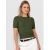 image:imageANRABESS Womens Short Sleeve Sweaters Cropped Crew Neck Business Casual Lightweight Sweater Tops 2026 Spring Summer OutfitsArmy Green