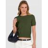 image:imageANRABESS Womens Short Sleeve Sweaters Cropped Crew Neck Business Casual Lightweight Sweater Tops 2026 Spring Summer OutfitsArmy Green
