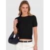 image:imageANRABESS Womens Short Sleeve Sweaters Cropped Crew Neck Business Casual Lightweight Sweater Tops 2026 Spring Summer OutfitsBlack