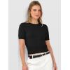 image:imageANRABESS Womens Short Sleeve Sweaters Cropped Crew Neck Business Casual Lightweight Sweater Tops 2026 Spring Summer OutfitsBlack