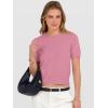 image:imageANRABESS Womens Short Sleeve Sweaters Cropped Crew Neck Business Casual Lightweight Sweater Tops 2026 Spring Summer OutfitsCoral Pink