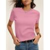 image:imageANRABESS Womens Short Sleeve Sweaters Cropped Crew Neck Business Casual Lightweight Sweater Tops 2026 Spring Summer OutfitsCoral Pink