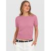 image:imageANRABESS Womens Short Sleeve Sweaters Cropped Crew Neck Business Casual Lightweight Sweater Tops 2026 Spring Summer OutfitsCoral Pink