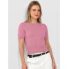 image:imageANRABESS Womens Short Sleeve Sweaters Cropped Crew Neck Business Casual Lightweight Sweater Tops 2026 Spring Summer OutfitsCoral Pink