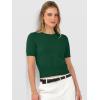 image:imageANRABESS Womens Short Sleeve Sweaters Cropped Crew Neck Business Casual Lightweight Sweater Tops 2026 Spring Summer OutfitsForest Green