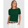 image:imageANRABESS Womens Short Sleeve Sweaters Cropped Crew Neck Business Casual Lightweight Sweater Tops 2026 Spring Summer OutfitsForest Green