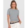 image:imageANRABESS Womens Short Sleeve Sweaters Cropped Crew Neck Business Casual Lightweight Sweater Tops 2026 Spring Summer OutfitsGrey