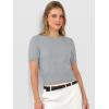 image:imageANRABESS Womens Short Sleeve Sweaters Cropped Crew Neck Business Casual Lightweight Sweater Tops 2026 Spring Summer OutfitsGrey