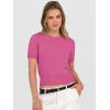 image:imageANRABESS Womens Short Sleeve Sweaters Cropped Crew Neck Business Casual Lightweight Sweater Tops 2026 Spring Summer OutfitsHot Pink