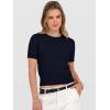 image:imageANRABESS Womens Short Sleeve Sweaters Cropped Crew Neck Business Casual Lightweight Sweater Tops 2026 Spring Summer OutfitsNavy Blue