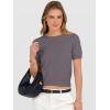 image:imageANRABESS Womens Short Sleeve Sweaters Cropped Crew Neck Business Casual Lightweight Sweater Tops 2026 Spring Summer OutfitsNutmeg