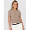 image:imageANRABESS Womens Short Sleeve Sweaters Cropped Crew Neck Business Casual Lightweight Sweater Tops 2026 Spring Summer OutfitsTan