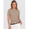 image:imageANRABESS Womens Short Sleeve Sweaters Cropped Crew Neck Business Casual Lightweight Sweater Tops 2026 Spring Summer OutfitsTan