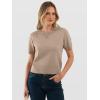 image:imageANRABESS Womens Short Sleeve Sweaters Cropped Crew Neck Business Casual Lightweight Sweater Tops 2026 Spring Summer OutfitsTan