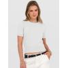 image:imageANRABESS Womens Short Sleeve Sweaters Cropped Crew Neck Business Casual Lightweight Sweater Tops 2026 Spring Summer OutfitsWhite