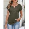 image:imageANRABESS Womens Short Sleeve Tops Boho V Neck Lace Shirts Dressy Casual Blouses Summer Cute Tunic 2026 Trendy Fashion ClothesArmy Green
