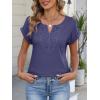 image:imageANRABESS Womens Short Sleeve Tops Boho V Neck Lace Shirts Dressy Casual Blouses Summer Cute Tunic 2026 Trendy Fashion ClothesBlue Gray