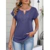 image:imageANRABESS Womens Short Sleeve Tops Boho V Neck Lace Shirts Dressy Casual Blouses Summer Cute Tunic 2026 Trendy Fashion ClothesBlue Gray
