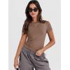 image:imageANRABESS Womens Soft Short Sleeve TShirt Crew Neck Top Slim Fit Basic Tee for Summer Casual Y2k Everyday WearBrown