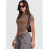 image:imageANRABESS Womens Soft Short Sleeve TShirt Crew Neck Top Slim Fit Basic Tee for Summer Casual Y2k Everyday WearBrown
