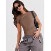 image:imageANRABESS Womens Soft Short Sleeve TShirt Crew Neck Top Slim Fit Basic Tee for Summer Casual Y2k Everyday WearBrown